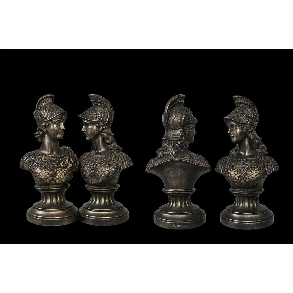 Pair Greek God and Goddess Busts of Ares and Athena (Roman Mars and Minerva) 15